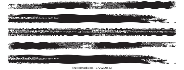 Conjunto de pinceladas, salpicaduras de tinta y Elementos de diseño artísticos. Salpicaduras de tinta. conjunto de pintura negra grunge, pinceladas de tinta. Conjunto de diferentes pinceladas grunge. Pincel grunge a mano alzada.