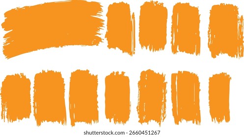Conjunto de pincéis Traçados de pincel, linhas de tinta preta, conjunto de vetor abstrato com pincel de pintura textura grunge em fundo branco. Pinceladas e manchas de esfregaço de tinta