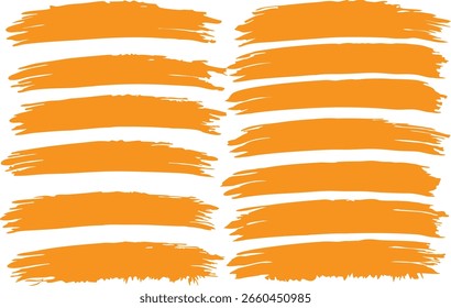 Set of paint brush strokes collection isolated on white background. Ink splatters, grungy painted lines, artistic design elements: waves, circles, triangles. Vector paintbrush set
