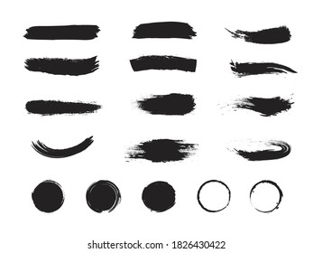 Set of paint brush strokes isolated on white background. Vector illustration