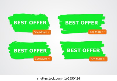 Set of paint brush vector banners / stickers / badges / labels