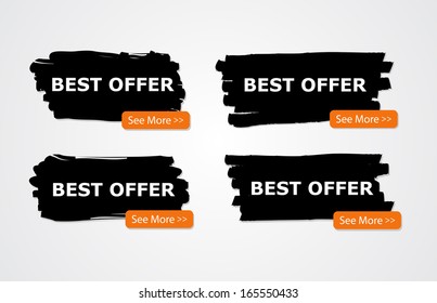Set of paint brush vector banners / stickers / badges / labels
