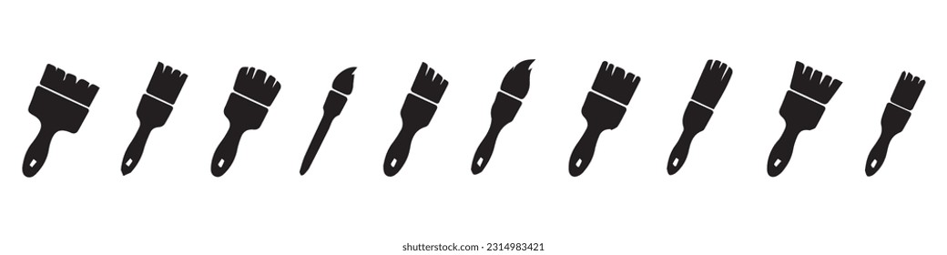 Set von Malpinsel, Vektorsymbole. Werkzeug für Künstler oder Maler. Vektor 10 EPS.