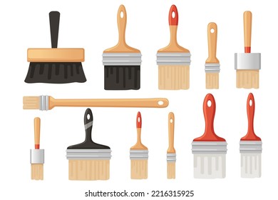 Set of paint brush vector illustration isolated on white background
