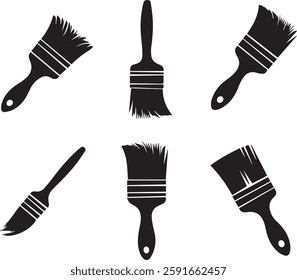 A set of paint brush vector silhouette illustration
