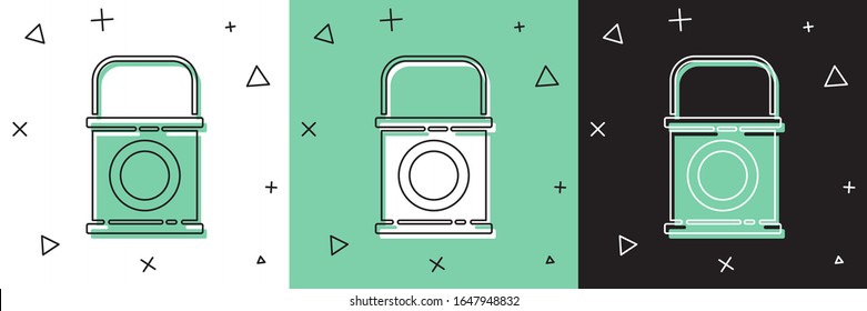 Set Paint bucket icon isolated on white and green, black background.  Vector Illustration