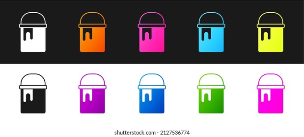 Set Paint bucket icon isolated on black and white background.  Vector
