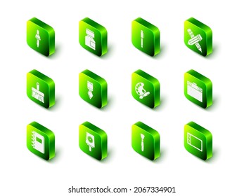 Set Paint, gouache, jar, dye, Pen, Crossed pencil with eraser, Graphic tablet, brush palette,  and Spray can nozzle cap icon. Vector