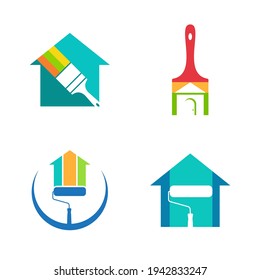 Set of Paint House logo design vector illustration, Creative Paint logo design concept template, symbols icons