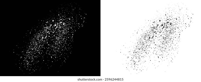 Set of paint ink black and white color grunge texture splatters brush stroke background