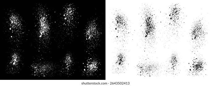 Conjunto de tinta de pintura negro y blanco grunge textura sangre salpicadura diseño de fondo de Vector