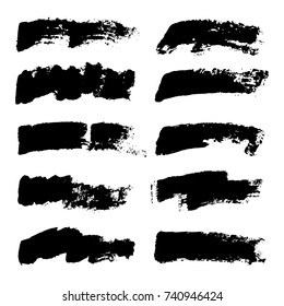 Set of paint, ink, grunge brush strokes. Artistic design elements. Vectors