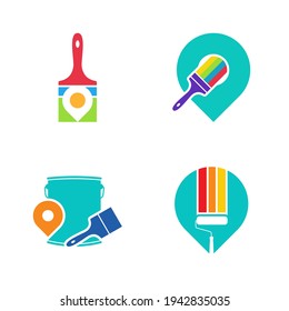 Set of Paint Point logo design vector illustration, Creative Paint logo design concept template, symbols icons
