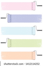 Set of paint roller abstract backgrounds isolated on a white background. Vector illustration.