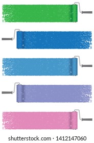 Set of paint roller abstract backgrounds isolated on a white background. Vector illustration.