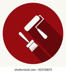 Set of paint roller and brush