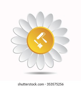 Set of paint roller and brush.  icon