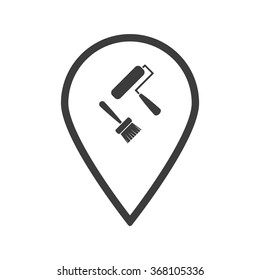 Set of paint roller and brush.  icon, vector illustration. Flat design style