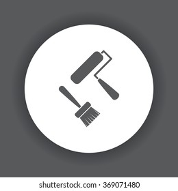Set of paint roller and brush.  icon, vector illustration. Flat design style