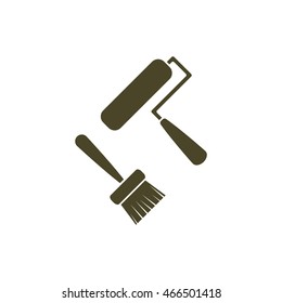 Set of Paint Roller and Brush Icon Vector