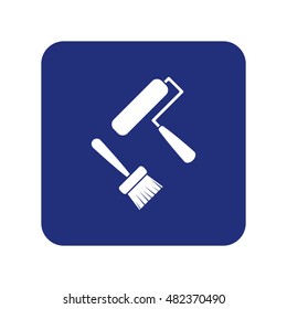 Set of Paint Roller and Brush Icon Vector