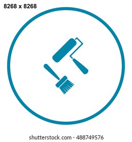 Set of Paint Roller and Brush Icon Vector