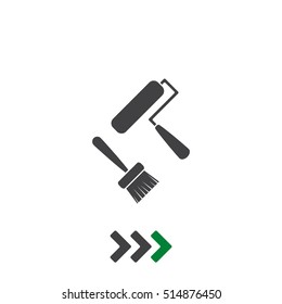 Set of Paint Roller and Brush Icon Vector flat design style