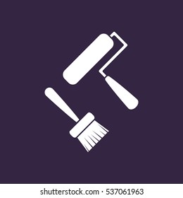 Set of Paint Roller and Brush Icon Vector flat design style