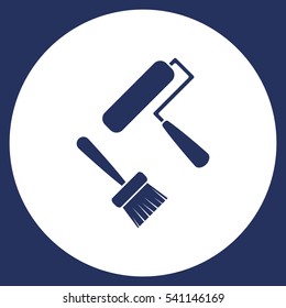 Set of Paint Roller and Brush Icon Vector flat design style