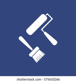 Set of Paint Roller and Brush Icon Vector flat design style