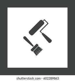 Set of Paint Roller and Brush Icon Vector flat design style