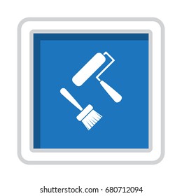 Set of Paint Roller and Brush Icon Vector flat design style