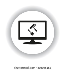 Set of paint roller and brush. Vector icon. Flat design style