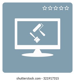 Set of paint roller and brush. Vector icon. Flat design style