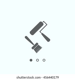 Set of paint roller and brush. Vector icon, vector, icon flat