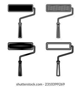 Symbol für die Farbe der Walze festlegen. Handyman-Malwerkzeuge, schwarze Vektorgrafik