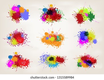set of paint splashes design, colorful abstract. vector illustration