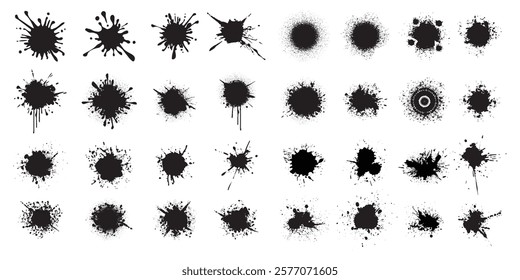 Set of paint splashes, Ink blots urban street style, blobs, Artistic texture of ink splatter stains, stroke vector set, Isolated vector illustration