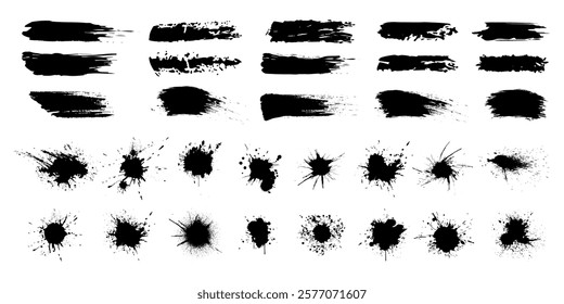 Set of paint splashes, Ink blots urban street style, blobs, Artistic texture of ink splatter stains, stroke vector set, Isolated vector illustration