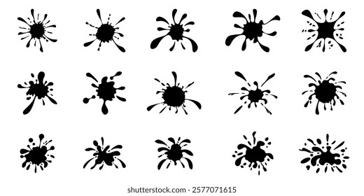 Set of paint splashes, Ink blots urban street style, blobs, Artistic texture of ink splatter stains, stroke vector set, Isolated vector illustration