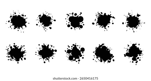 Set of paint splashes, Ink blots urban street style, blobs, Artistic texture of ink splatter stains, stroke vector set, Isolated vector illustration