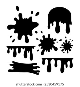 Set of paint splashes. Paint splatter, blobs. Vector illustrations
