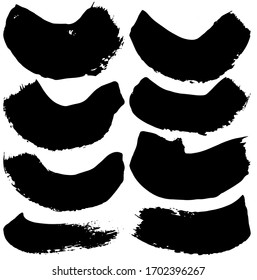 Set of paint splashes. Vector set of brush strokes. Isolated on white background. Grunge strokes	
