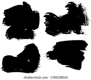 Set of paint splashes. Vector set of brush strokes. Isolated on white background. Grunge strokes	
