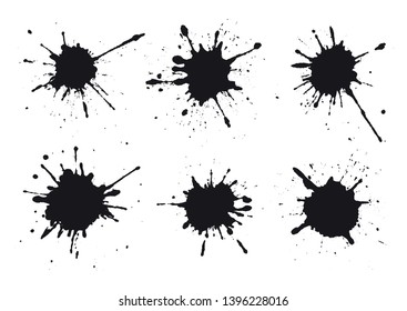 Set of paint splashes.Black splatters collection.