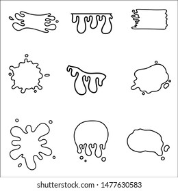 Set of paint splatter and blob splash with different shapes. Vector illustration.