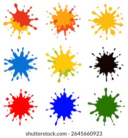conjunto de pintura splatter ícones de estêncil ilustração de vetor
