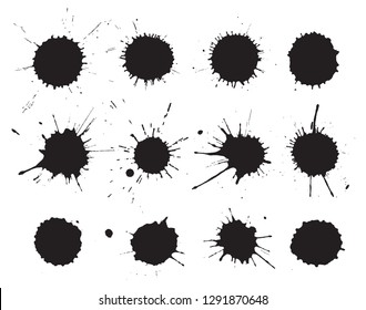 Set of paint splatters.Black splashes collection.