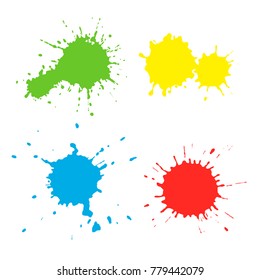 Set of paint spots of different colors, texture of paint spots