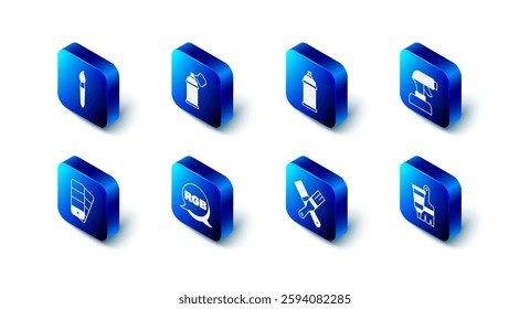 Set Paint spray can, gun, Tube with paint and brush, RGB, Color palette guide and  icon. Vector